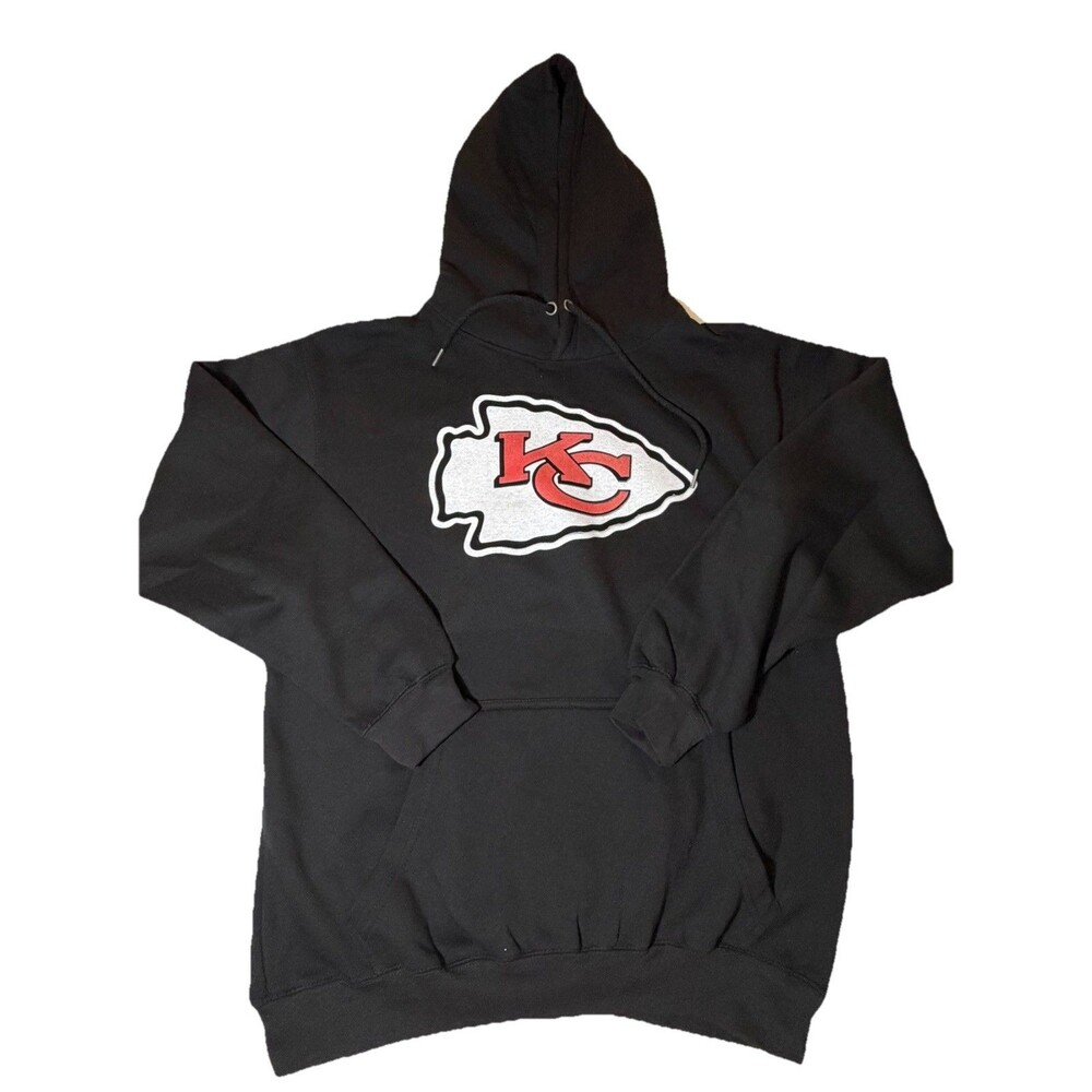 New NWOT Fanatics Kansas City Chiefs Black Pullover Hoodie Large NFL Sweatshirt